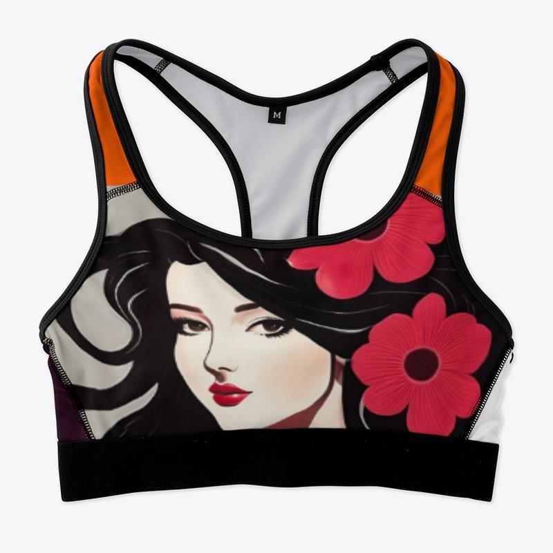 Western woman with flowers drawing bra