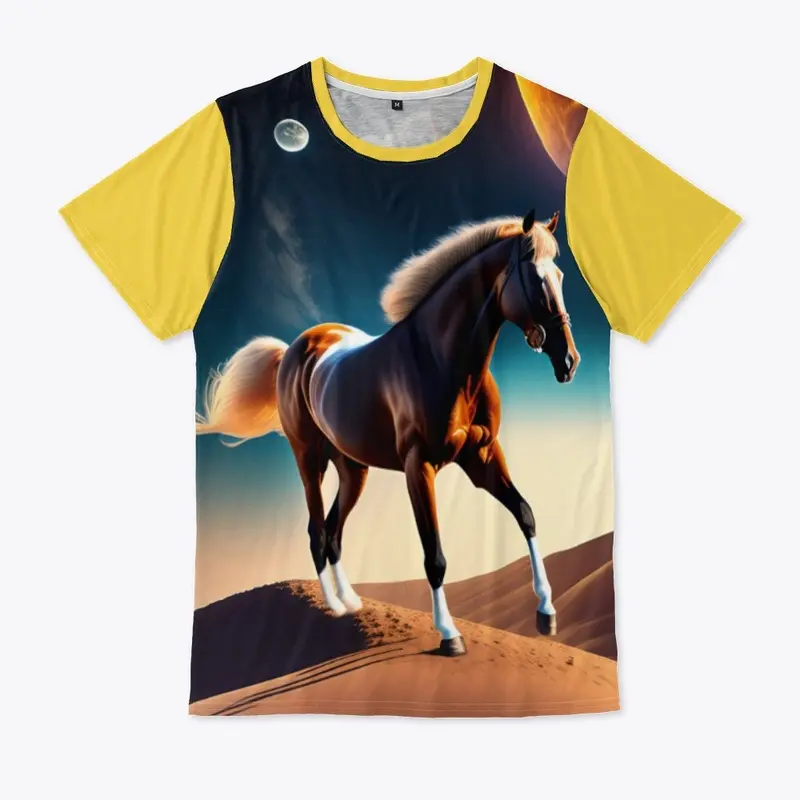 horse on the moon  design unisex tee