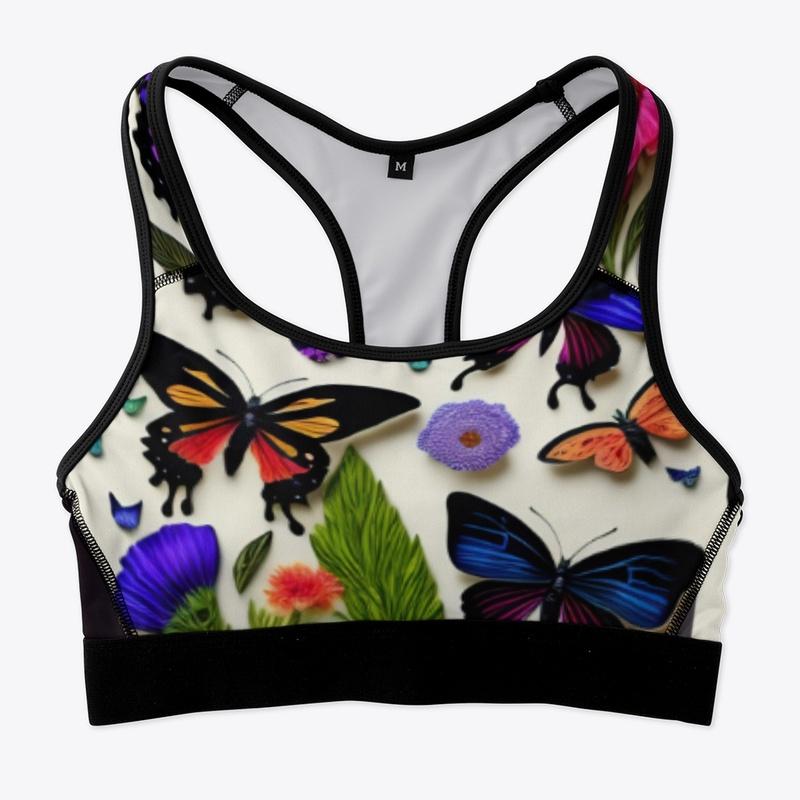 Colorful,flowers butterflies  deisgn bra